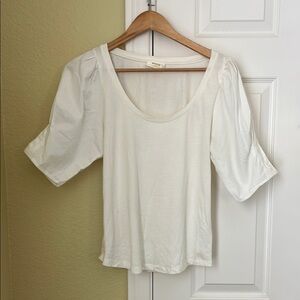 Vintage Anthropologie White Puff Sleeve Blouse